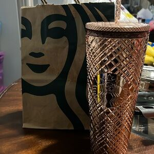Rose  gold cold cup from Starbucks